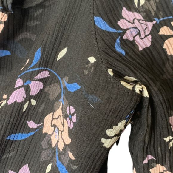 Veronica Beard Ayia Silk Chiffon Blouse Black Floral 0 Feminine Top - Picture 6 of 10
